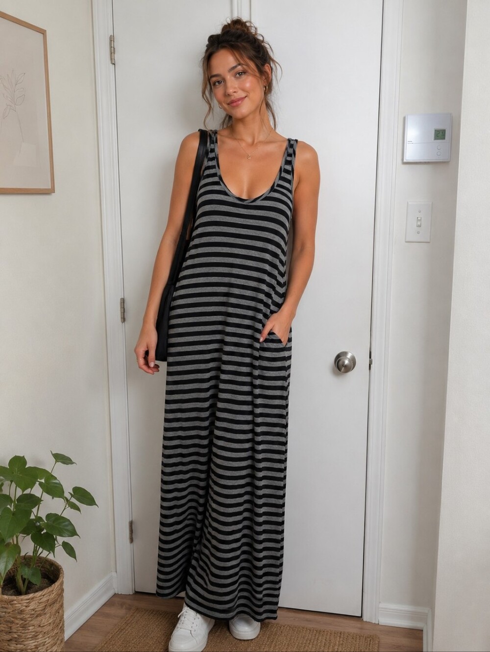 GAP STRIPED PIMA COTTON MAXI DRESS SMALL